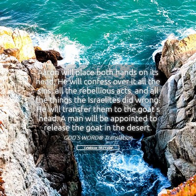 Picture 05 - Leviticus 16:21 GW - Aaron will place both hands on its head. He will - Bible Verse Picture