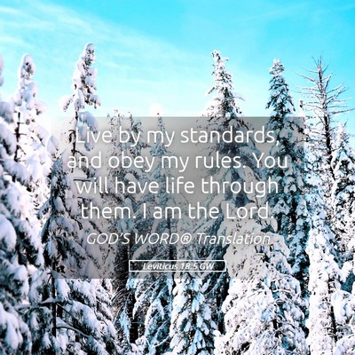 Picture 05 - Leviticus 18:5 GW - Live by my standards, and obey my rules. You will - Bible Verse Picture