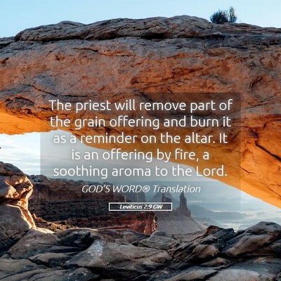 Picture 05 - Leviticus 2:9 GW - The priest will remove part of the grain offering - Bible Verse Picture