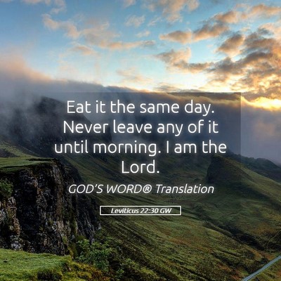 Picture 05 - Leviticus 22:30 GW - Eat it the same day. Never leave any of it until - Bible Verse Picture