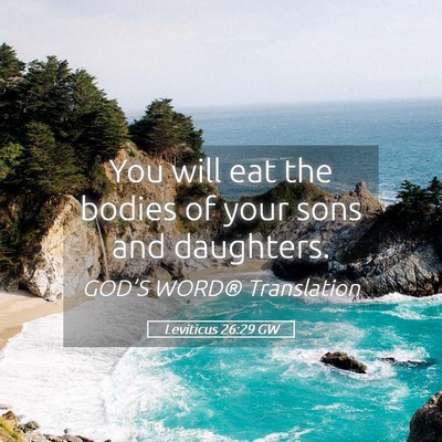 Picture 05 - Leviticus 26:29 GW - You will eat the bodies of your sons and - Bible Verse Picture