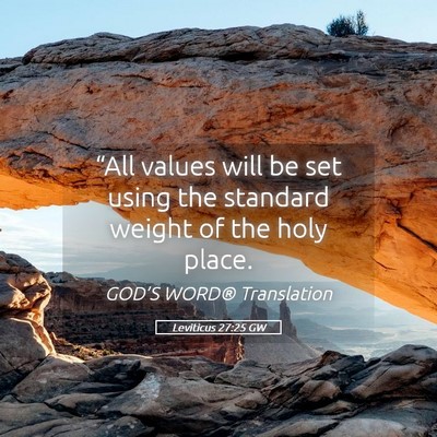 Picture 05 - Leviticus 27:25 GW - “All values will be set using the standard - Bible Verse Picture