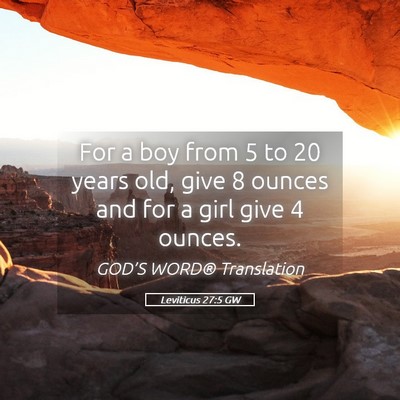 Picture 05 - Leviticus 27:5 GW - For a boy from 5 to 20 years old, give 8 ounces - Bible Verse Picture