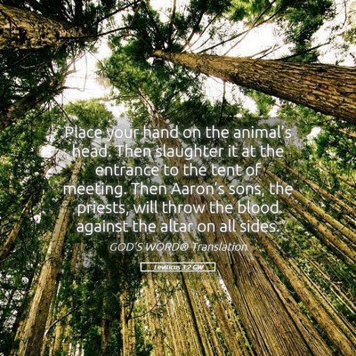 Picture 05 - Leviticus 3:2 GW - Place your hand on the animal’s head. Then - Bible Verse Picture