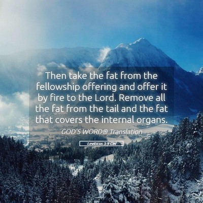 Picture 05 - Leviticus 3:9 GW - Then take the fat from the fellowship offering - Bible Verse Picture
