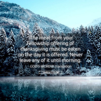 Picture 05 - Leviticus 7:15 GW - “The meat from your fellowship offering of - Bible Verse Picture