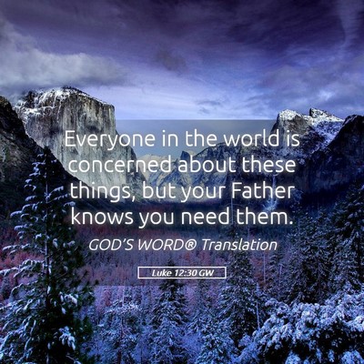Picture 05 - Luke 12:30 GW - Everyone in the world is concerned about these - Bible Verse Picture