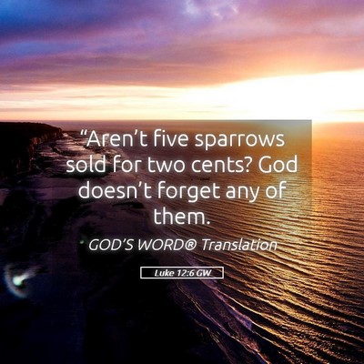 Picture 05 - Luke 12:6 GW - “Aren’t five sparrows sold for two cents? God - Bible Verse Picture