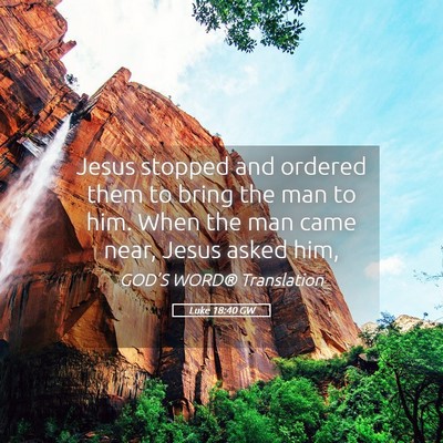 Picture 05 - Luke 18:40 GW - Jesus stopped and ordered them to bring the man - Bible Verse Picture
