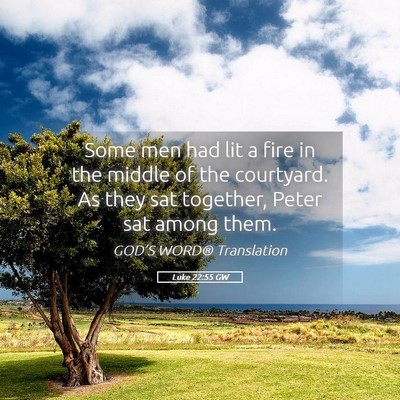 Picture 05 - Luke 22:55 GW - Some men had lit a fire in the middle of the - Bible Verse Picture
