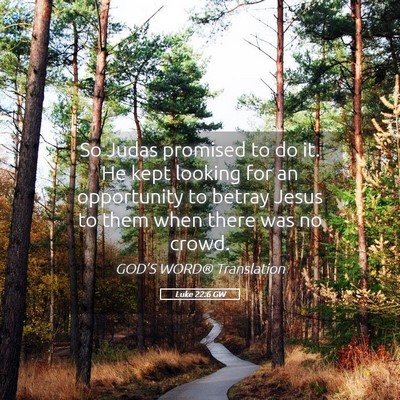 Picture 05 - Luke 22:6 GW - So Judas promised to do it. He kept looking for - Bible Verse Picture