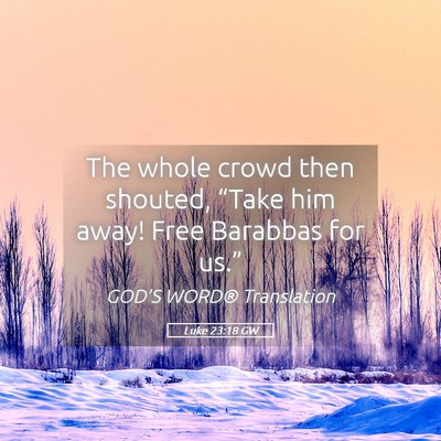 Picture 05 - Luke 23:18 GW - The whole crowd then shouted, “Take him away! - Bible Verse Picture