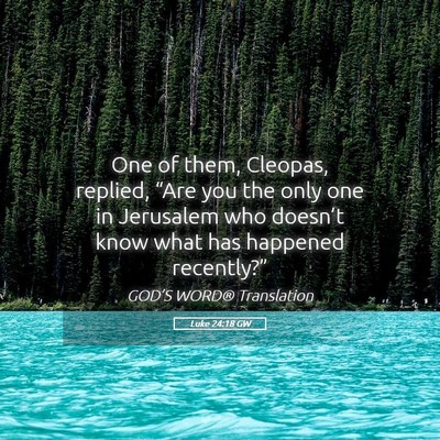 Picture 05 - Luke 24:18 GW - One of them, Cleopas, replied, “Are you the - Bible Verse Picture