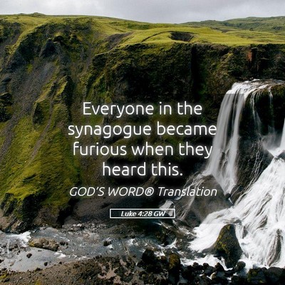 Picture 05 - Luke 4:28 GW - Everyone in the synagogue became furious when - Bible Verse Picture