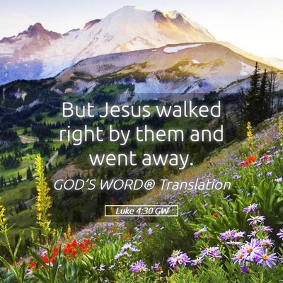 Picture 05 - Luke 4:30 GW - But Jesus walked right by them and went - Bible Verse Picture