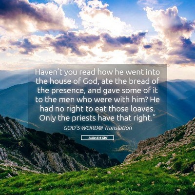 Picture 05 - Luke 6:4 GW - Haven’t you read how he went into the house of - Bible Verse Picture