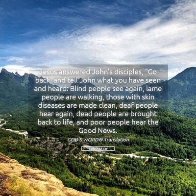 Picture 05 - Luke 7:22 GW - Jesus answered John’s disciples, “Go back, - Bible Verse Picture