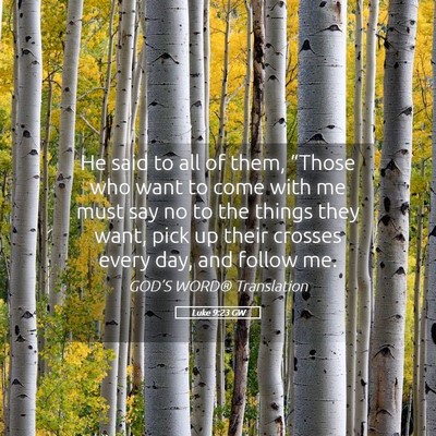 Picture 05 - Luke 9:23 GW - He said to all of them, “Those who want to come - Bible Verse Picture