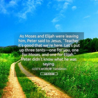 Picture 05 - Luke 9:33 GW - As Moses and Elijah were leaving him, Peter said - Bible Verse Picture