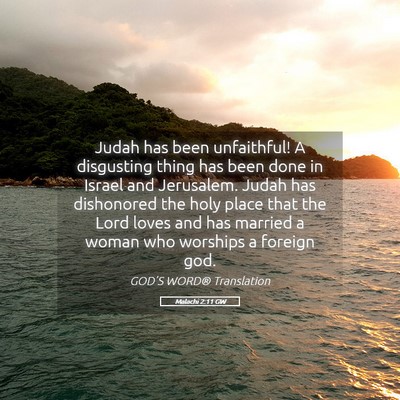 Picture 05 - Malachi 2:11 GW - Judah has been unfaithful! A disgusting thing has - Bible Verse Picture