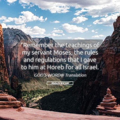 Picture 05 - Malachi 4:4 GW - “Remember the teachings of my servant Moses, - Bible Verse Picture
