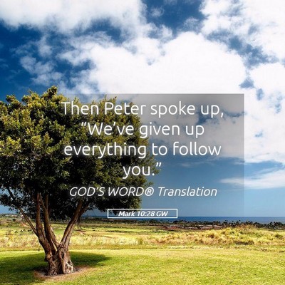 Picture 05 - Mark 10:28 GW - Then Peter spoke up, “We’ve given up - Bible Verse Picture