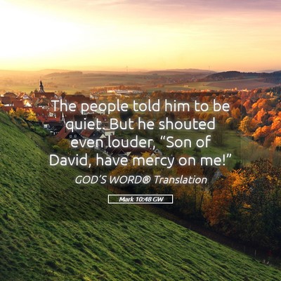 Picture 05 - Mark 10:48 GW - The people told him to be quiet. But he shouted - Bible Verse Picture