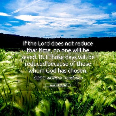 Picture 05 - Mark 13:20 GW - If the Lord does not reduce that time, no one - Bible Verse Picture