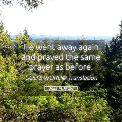 Picture 05 - Mark 14:39 GW - He went away again and prayed the same prayer as - Bible Verse Picture