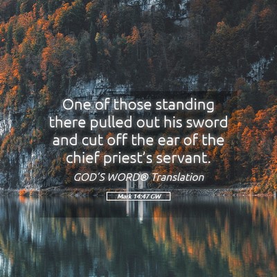 Picture 05 - Mark 14:47 GW - One of those standing there pulled out his sword - Bible Verse Picture