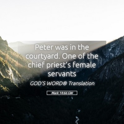 Picture 05 - Mark 14:66 GW - Peter was in the courtyard. One of the chief - Bible Verse Picture