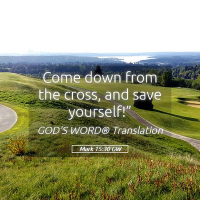 Picture 05 - Mark 15:30 GW - Come down from the cross, and save - Bible Verse Picture
