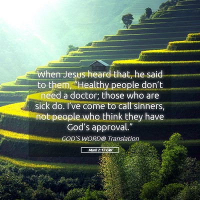 Picture 05 - Mark 2:17 GW - When Jesus heard that, he said to them, - Bible Verse Picture