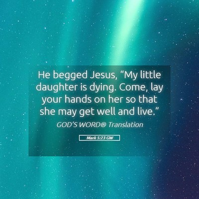 Picture 05 - Mark 5:23 GW - He begged Jesus, “My little daughter is dying. - Bible Verse Picture