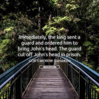 Picture 05 - Mark 6:27 GW - Immediately, the king sent a guard and ordered - Bible Verse Picture