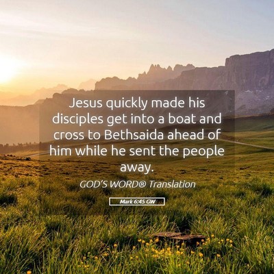 Picture 05 - Mark 6:45 GW - Jesus quickly made his disciples get into a boat - Bible Verse Picture