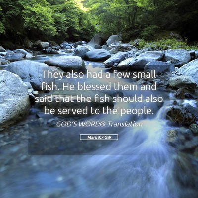Picture 05 - Mark 8:7 GW - They also had a few small fish. He blessed them - Bible Verse Picture