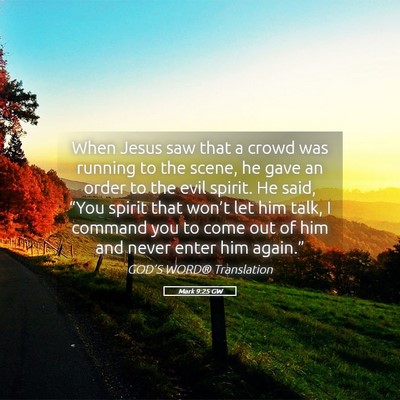 Picture 05 - Mark 9:25 GW - When Jesus saw that a crowd was running to the - Bible Verse Picture