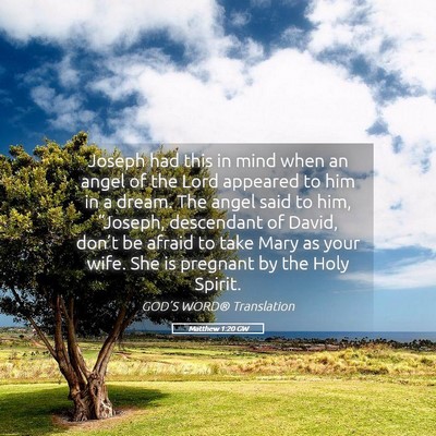 Picture 05 - Matthew 1:20 GW - Joseph had this in mind when an angel of the Lord - Bible Verse Picture