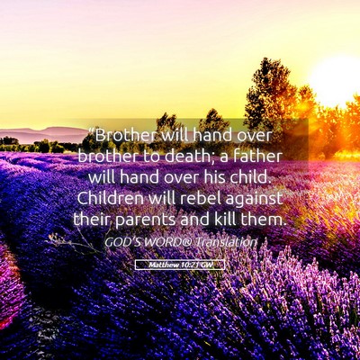 Picture 05 - Matthew 10:21 GW - “Brother will hand over brother to death; a - Bible Verse Picture