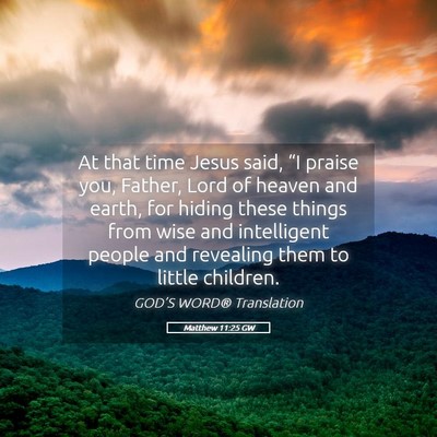 Picture 05 - Matthew 11:25 GW - At that time Jesus said, “I praise you, Father, - Bible Verse Picture