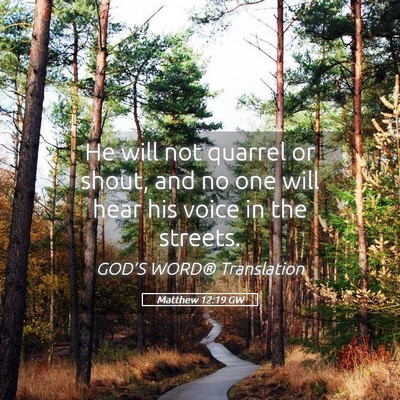 Picture 05 - Matthew 12:19 GW - He will not quarrel or shout, and no one will - Bible Verse Picture