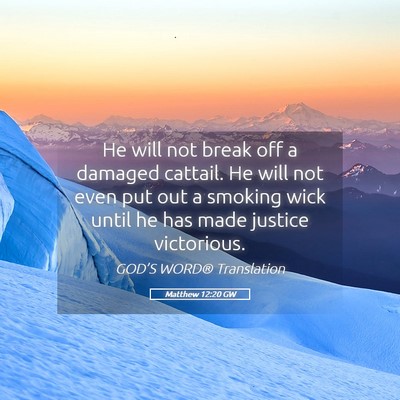 Picture 05 - Matthew 12:20 GW - He will not break off a damaged cattail. He will - Bible Verse Picture