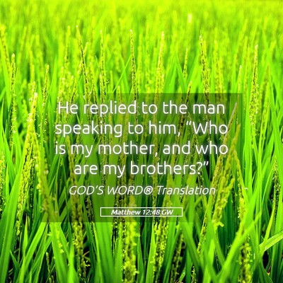 Picture 05 - Matthew 12:48 GW - He replied to the man speaking to him, “Who is - Bible Verse Picture