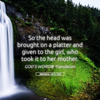 Picture 05 - Matthew 14:11 GW - So the head was brought on a platter and given to - Bible Verse Picture