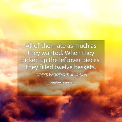 Picture 05 - Matthew 14:20 GW - All of them ate as much as they wanted. When they - Bible Verse Picture