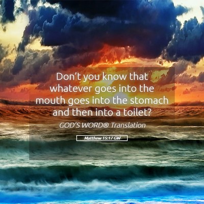 Picture 05 - Matthew 15:17 GW - Don’t you know that whatever goes into the - Bible Verse Picture
