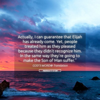 Picture 05 - Matthew 17:12 GW - Actually, I can guarantee that Elijah has already - Bible Verse Picture