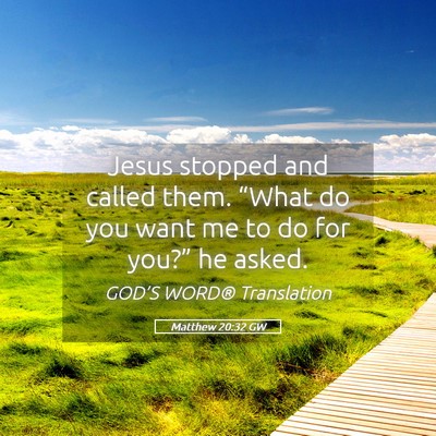 Picture 05 - Matthew 20:32 GW - Jesus stopped and called them. “What do you - Bible Verse Picture