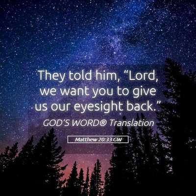 Picture 05 - Matthew 20:33 GW - They told him, “Lord, we want you to give us - Bible Verse Picture